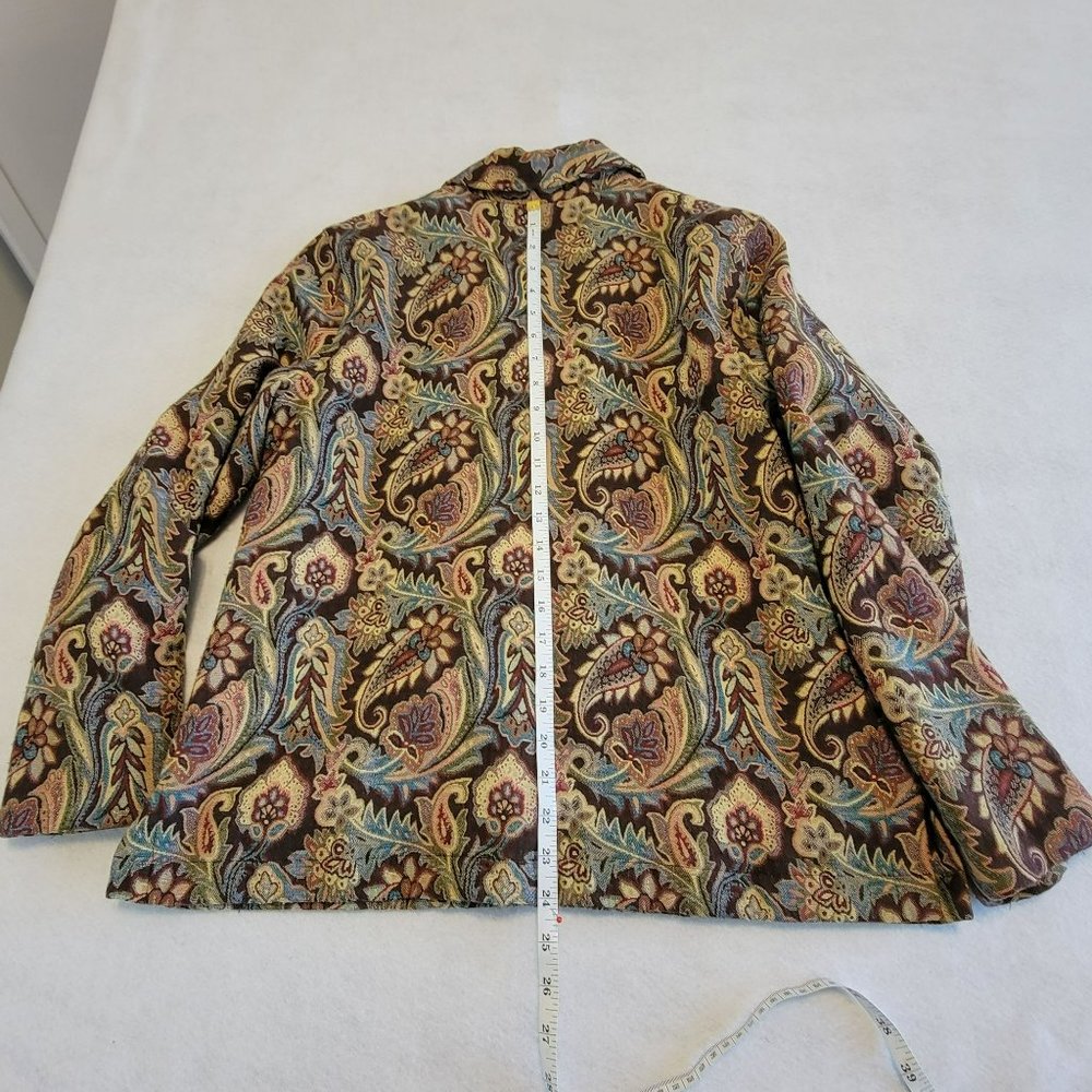 Coldwater Creek Women's Tan Paisley & Floral Pattern Blazer Size Large - Picture 6 of 7